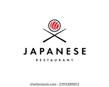 chopstick sushi Japan oriental cuisine logo design