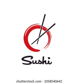 Chopstick Swoosh Bowl Oriental Japan Cuisine, Japanese Sushi Dish Seafood Restaurant Bar Logo Design 