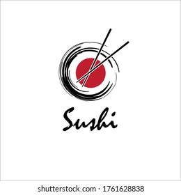 Chopstick Swoosh Bowl Oriental Japan Cuisine, Japanese Sushi Seafood logo design inspiration