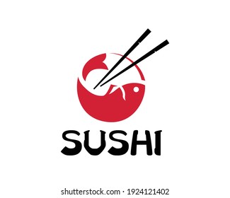 Chopstick Swoosh Bowl Oriental Cocina Japonesa, Inspiración en el diseño del logo de Sushi Seafood Japonés