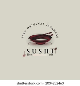 Chopstick Swoosh Bowl Oriental Japan Cuisine, Japanese Sushi Seafood Logo Design Inspiration