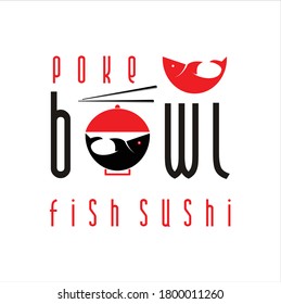 Chopstick Swoosh Poke Bowl Oriental Japan Cuisine, Japanese Fish Sushi Seafood logo design inspiration