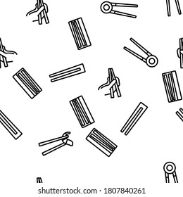 Chopstick Utensil Vector Seamless Pattern Thin Line Illustration