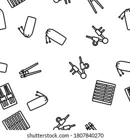Chopstick Utensil Vector Seamless Pattern Thin Line Illustration