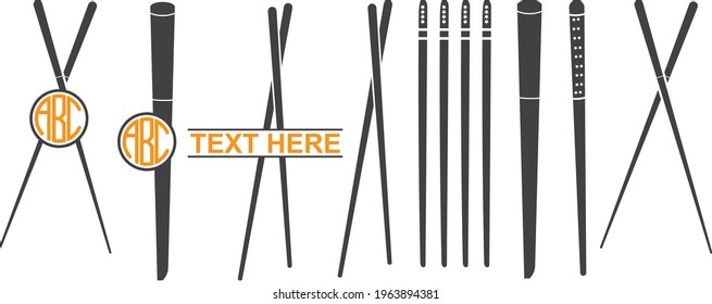 Chopstick Vector America's Sushi Isolated Black White Usa Chop Food Sticks Wooden Bamboo Stick.