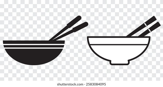 Chopstick vector icons set. Variety chopstick and Bowl Design. Vector illustration of plate, bowl. Vector illustration of a food sticker.