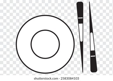 Chopstick vector icons set. Variety chopstick and Bowl Design. Vector illustration of plate, bowl. Vector illustration of a food sticker.