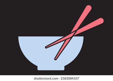 Chopstick vector icons set. Variety chopstick and Bowl Design. Vector illustration of plate, bowl. Vector illustration of a food sticker.