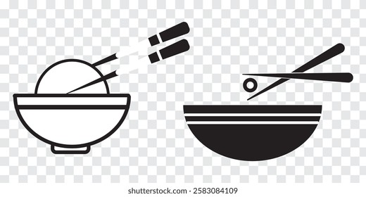 Chopstick vector icons set. Variety chopstick and Bowl Design. Vector illustration of plate, bowl. Vector illustration of a food sticker.