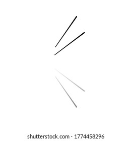 Chopsticks. Black symbol on white background. Simple illustration. Flat Vector Icon. Mirror Reflection Shadow. Can be used in logo, web, mobile and UI UX project