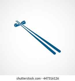 Chopsticks  Blue Flat Icon On White Background