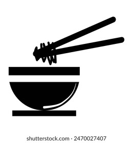 chopsticks and bowl with chopsticks icon silhouette