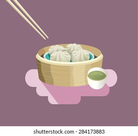 Chopsticks and Chinese traditional food - Dimsum Bao.