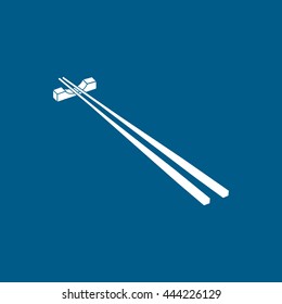 Chopsticks Flat Icon On Blue Background