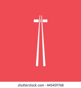 Chopsticks Flat Icon On Red Background