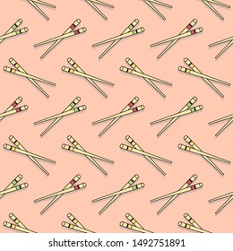 Chopsticks flat vector illustration  seamless pattern