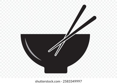 Chopsticks with food icon set. Wooden Chopsticks with Sushi, Ramen, Noodle, Shrimp Tempura, Sliced Beef, Dumpling isolated on white background.