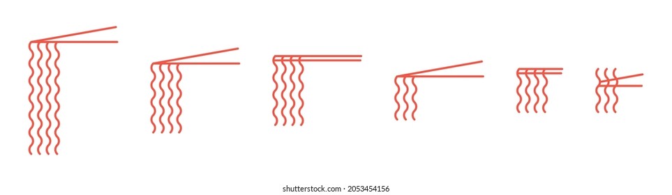 Chopsticks holding asian noodles vector icons set. Noodles on chopsticks illustrations collection for restaurant menu or delivery website. Thin line style black vector symbols isolated