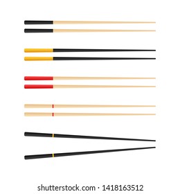 Chopsticks holding sushi roll. concept of snack, sushi, exotic nutrition, sushi restaurant. Vector stock illustration.