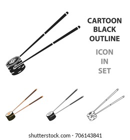 Chopsticks icon in cartoon style isolated on white background. Sushi symbol stock vector illustration.