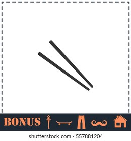 Chopsticks icon flat. Simple vector symbol and bonus icon