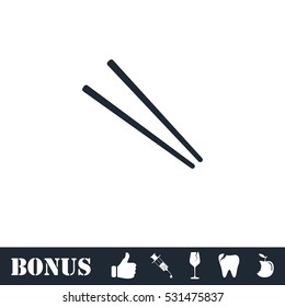 Chopsticks icon flat. Vector illustration symbol and bonus pictogram