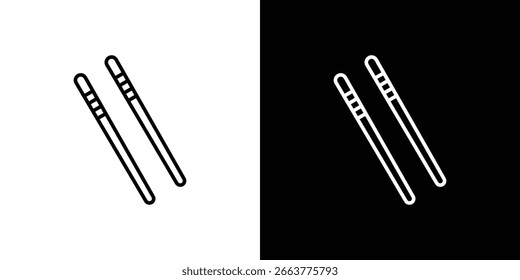 Ícone linear de pauzinhos. Linha com traçado editável