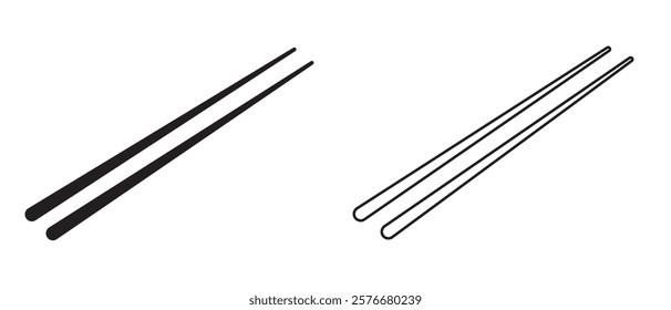 Chopsticks icon set on white background. Restaurant chopsticks icon in black style isolated. Chinese, Japanese, Asian Food Chopsticks symbol. Vector illustration.
