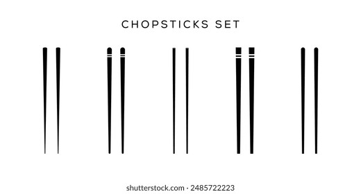 Chopsticks icon set. Restaurant chopsticks icon in black style isolated on white background. Restaurant chopsticks symbol vector illustration,