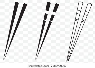 Chopsticks icon set. Restaurant chopsticks icon in black style isolated on white background. Restaurant chopsticks symbol vector illustration. Eps 10.