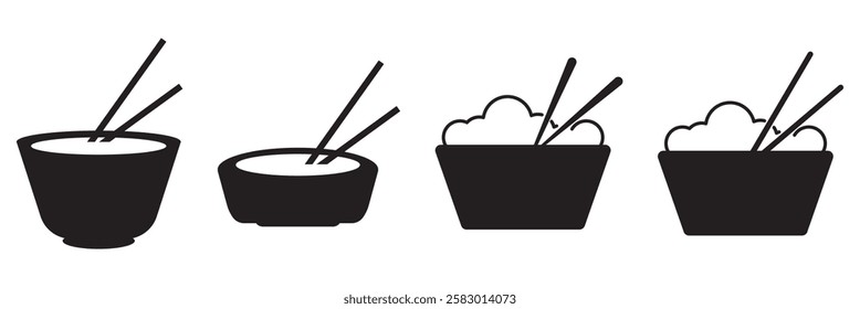 Chopsticks icon set. Restaurant chopsticks icon in black style isolated on white background. Restaurant chopsticks symbol vector illustration