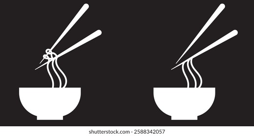 Chopsticks icon set. Restaurant chopsticks icon in black style isolated on white background. Restaurant chopsticks symbol vector illustration