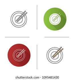 Chopsticks icon. Sushi sticks. Flat design, linear and color styles. Isolated vector illustrations