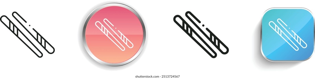 icono de palillos. Diseño de estilo lineal delgado, regular y de Botón aislado sobre fondo blanco