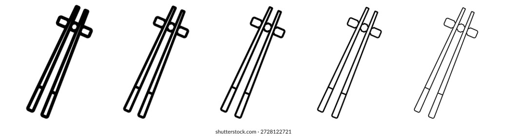 Vector de icono de palillos en pictograma lineal de trazo editable