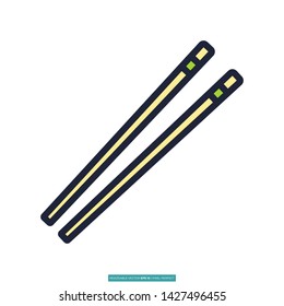 Chopsticks Icon Vector Illustration Logo Template