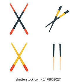 Chopsticks icons set. Flat set of chopsticks vector icons for web design