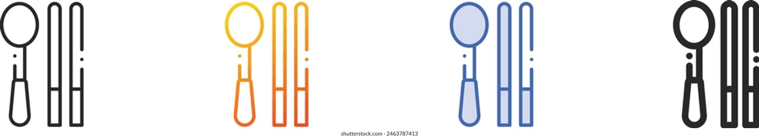chopsticks icon.Thin Linear, Gradient, Blue Stroke and bold Style Design Isolated On White Background