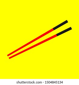 chopsticks isolated on yellow background. vector illustration