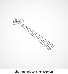 Chopsticks Line Icon On White Background