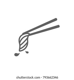 Chopsticks with meat icon vector