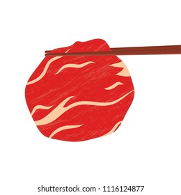 chopsticks and meat vector. free space for text. wallpaper. background.