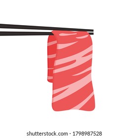 Chopsticks and meat vector. free space for text. wallpaper. background.