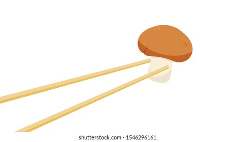 chopsticks and mushroom vector. chopsticks white background. wallpaper. free space for text. copy space.
