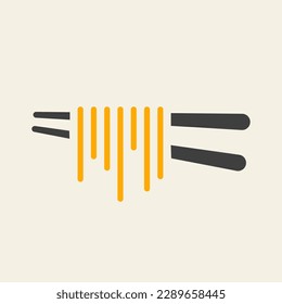 Chopsticks and noodles logo, delivery icon, japanese food. Lunch logo, chinese meal