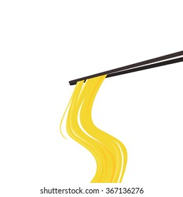 Chopsticks with noodles vector