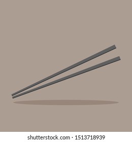 chopsticks on brown background. vector illustration