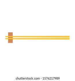 chopsticks on chopsticks rest isolated on white background. vector illustration