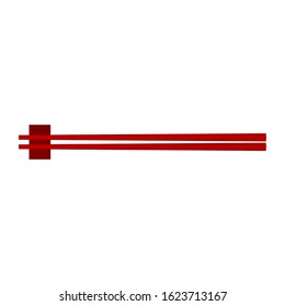 chopsticks on chopsticks rest isolated on white background. vector illustration