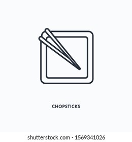 chopsticks outline icon. Simple linear element illustration. Isolated line chopsticks icon on white background. Thin stroke sign can be used for web, mobile and UI.